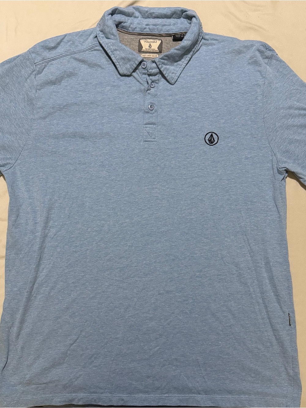 Volcom Men's Sky Blue Polo with Embroidered Logo